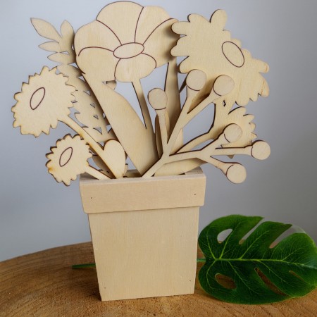 Pot de 5 fleurs en bois