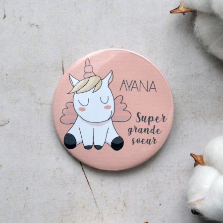 Badge Super Grande Soeur - Licorne