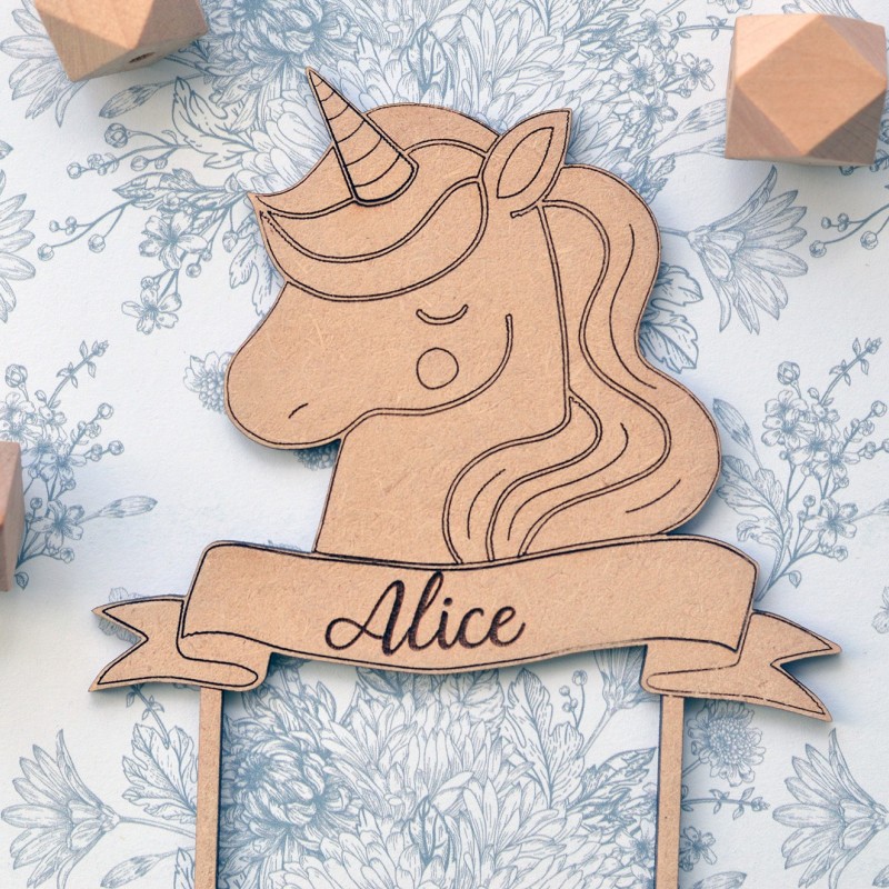 Cake topper anniversaire licorne ou cheval personnalisé