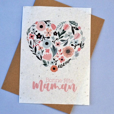 Carte ensemencée Bonne Fête Maman Coeur