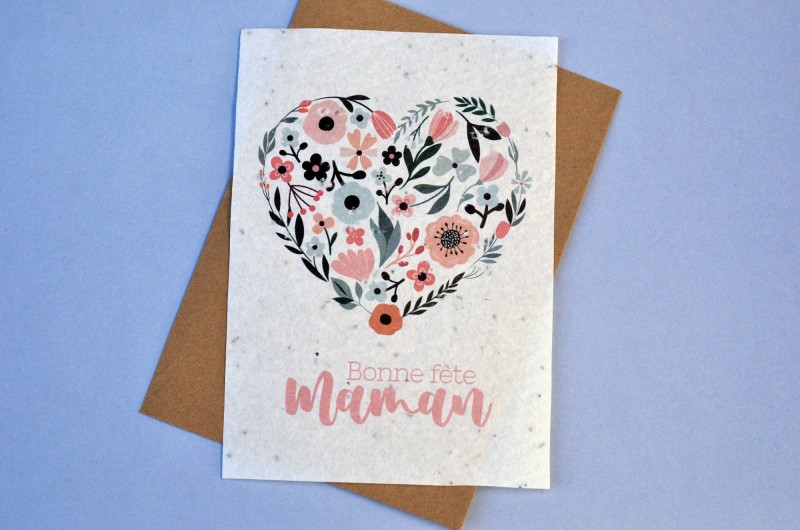 Carte ensemencée Bonne Fête Maman Coeur