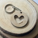 Porte-clé en bois personnalisé Coeur et Date