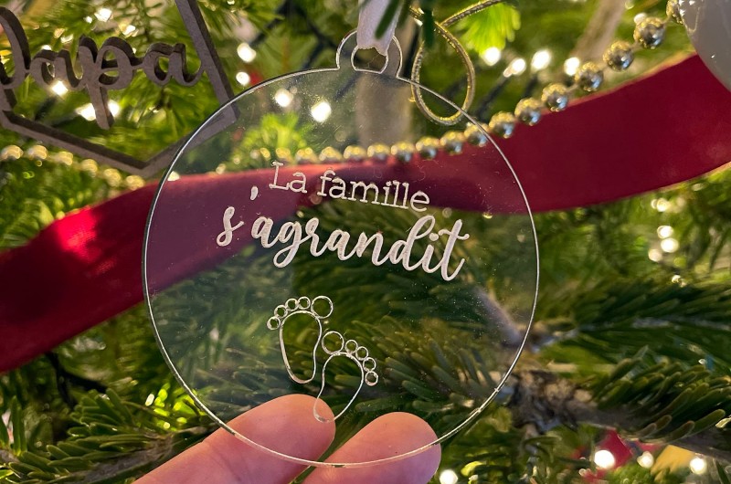 Décoration de Noël transparente La Famille s'agrandit