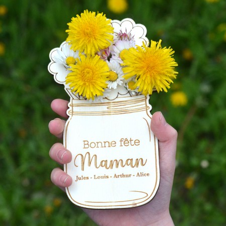 Carte Bouquet de fleurs en bois - Fête des mères