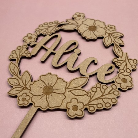 Cake Topper personnalisé Couronne de fleurs