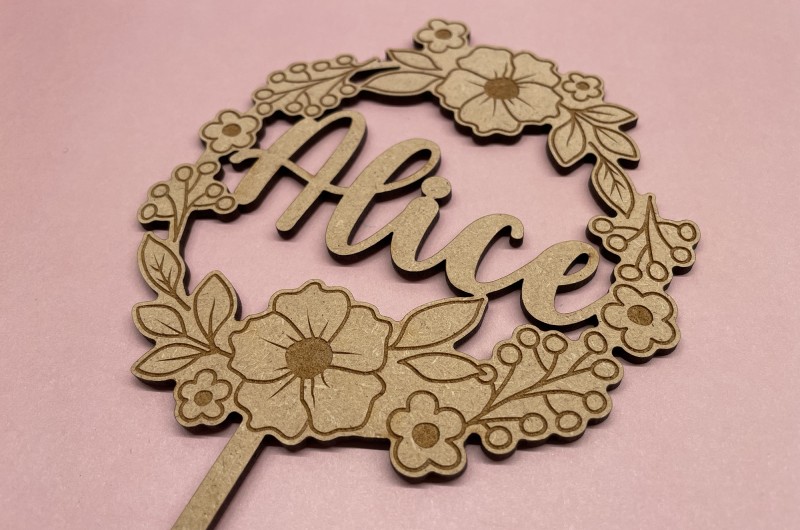 Cake Topper personnalisé Couronne de fleurs