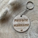 Porte-clé en bois Marraine Parfaite